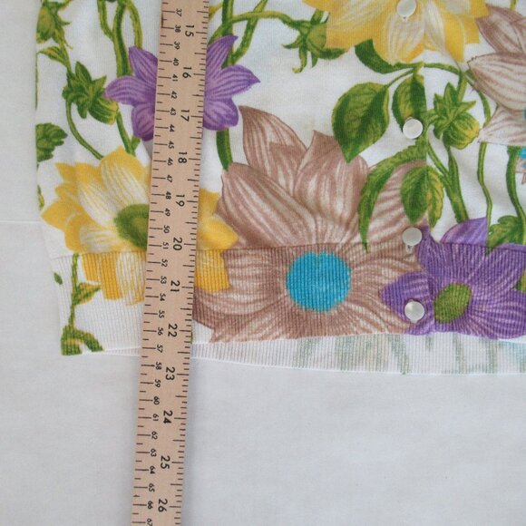 Talbots Sweater Cardigan Floral Sz. M Long Sleeve Button Front, Multicolor *Flaw - Picture 6 of 10